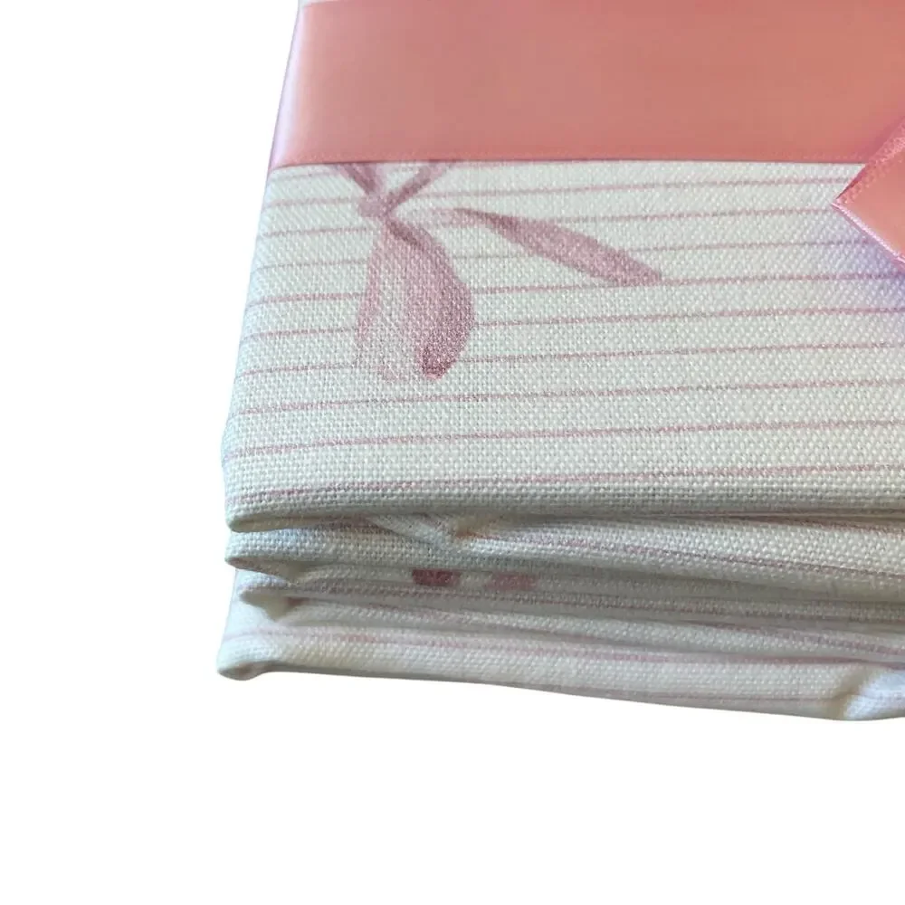 INDIGO Pink Bow Pinstripe Cotton Dinner Napkins 18x18 Set of 4 NEW